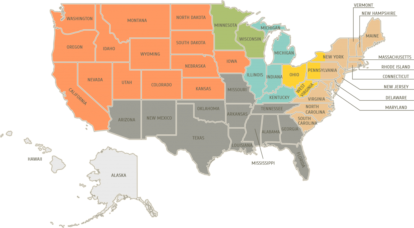 Linetec Sales Territory US Map