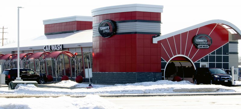 Tommy's Express Weston Wisconsin | Linetec red painted aluminum panels